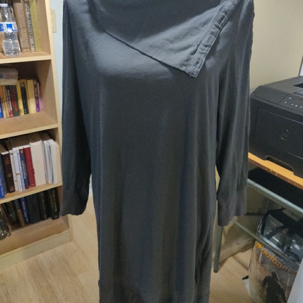 Adrienne Vittadini Cowl Button Neck Cotton…